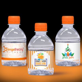 8 oz. Custom Label Spring Water w/ Orange Flat Cap - Clear Bottle